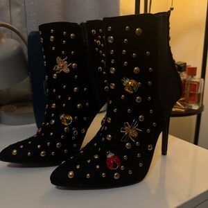 TAKKAI Embellished Ankle Boots Size 7 – Ladybug & Bee Heels 🐞✨